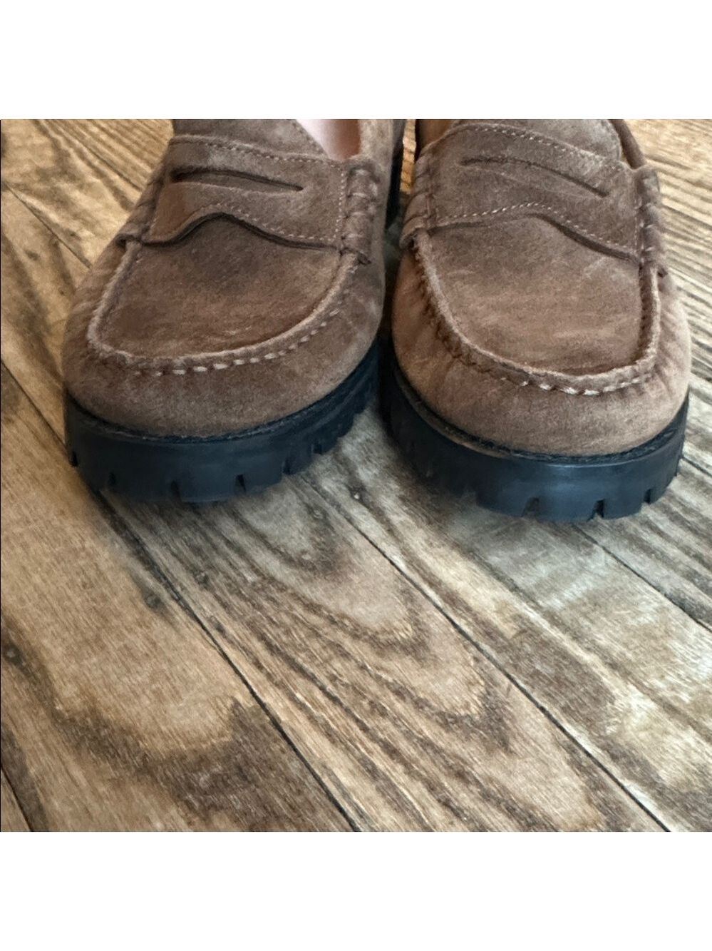 J crew Winona lug-sole penny loafers in brown tan suede 8.5 NWOB - Picture 4 of 8